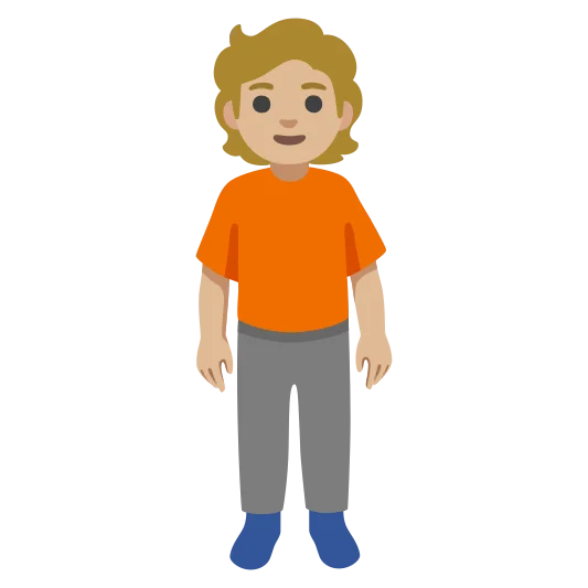 The person standing: medium-light skin tone emoji.