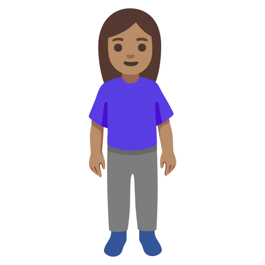 The woman standing: medium skin tone emoji.