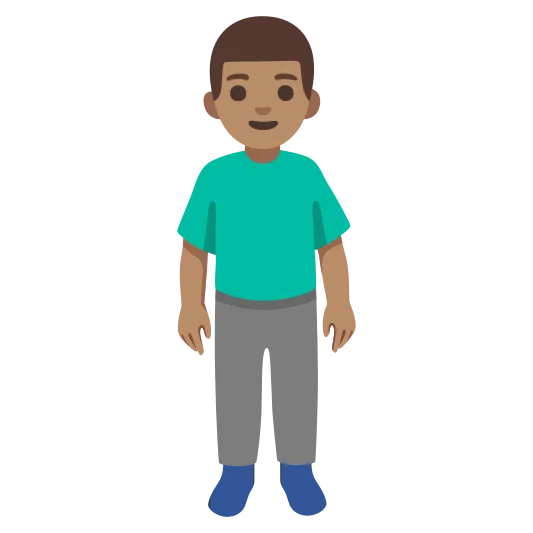 The man standing: medium skin tone emoji.