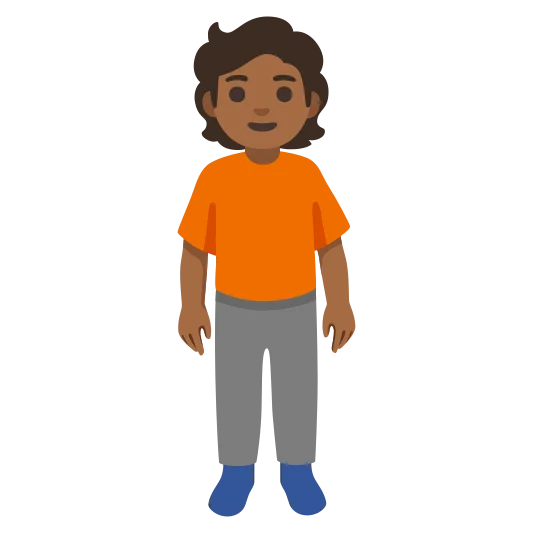 The person standing: medium-dark skin tone emoji.