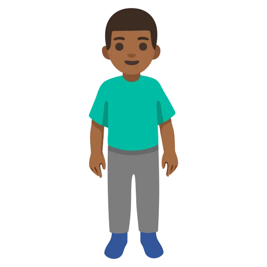 The man standing: medium-dark skin tone emoji.