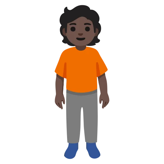 The person standing: dark skin tone emoji.