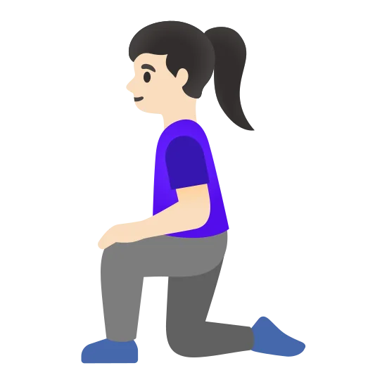 The woman kneeling: light skin tone emoji.