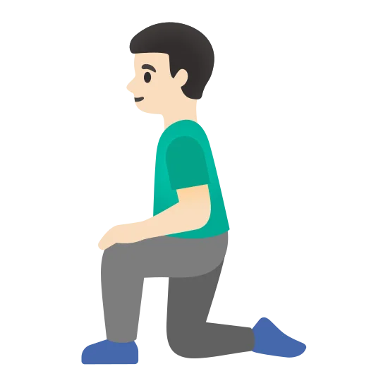 The man kneeling: light skin tone emoji.
