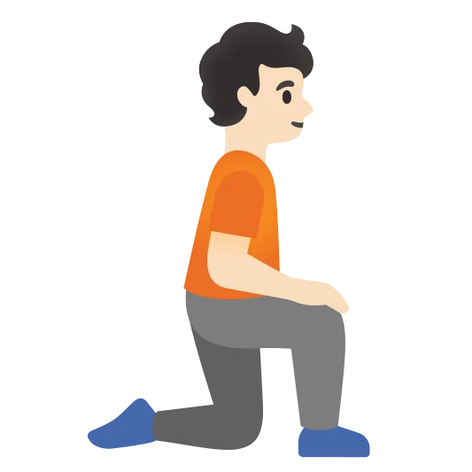 The person kneeling facing right: light skin tone emoji.