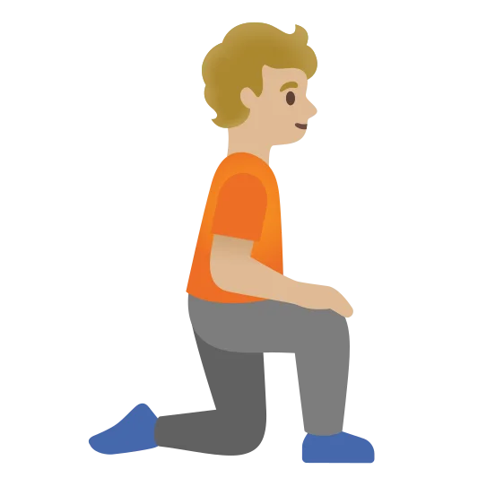 The person kneeling facing right: medium-light skin tone emoji.