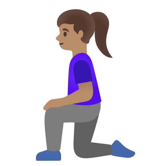 The woman kneeling: medium skin tone emoji.