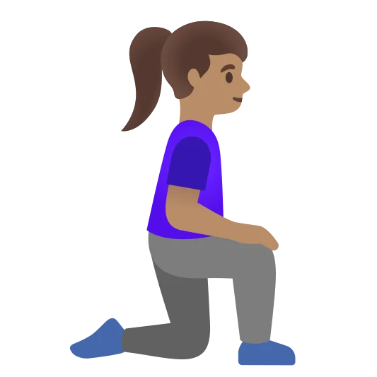 The woman kneeling facing right: medium skin tone emoji.