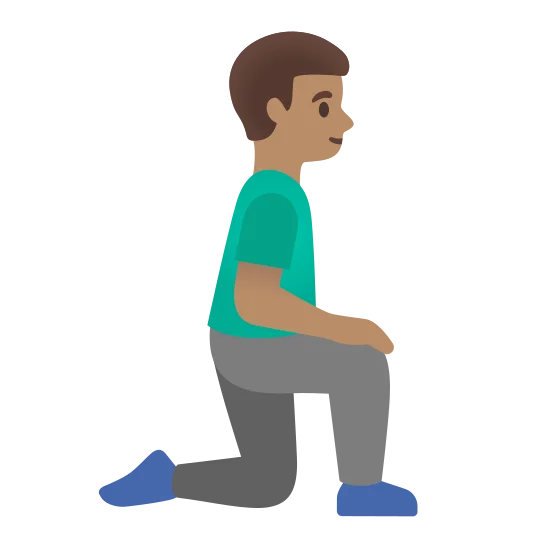 The man kneeling facing right: medium skin tone emoji.