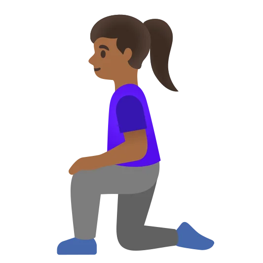 The woman kneeling: medium-dark skin tone emoji.