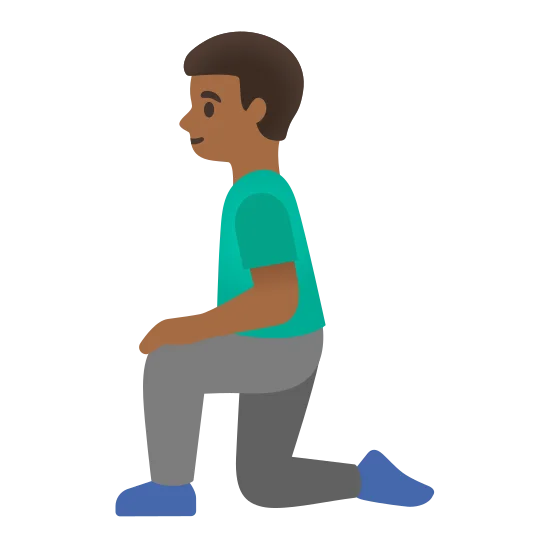 The man kneeling: medium-dark skin tone emoji.