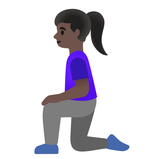 The woman kneeling: dark skin tone emoji.