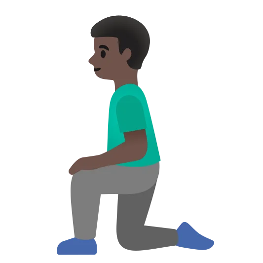 The man kneeling: dark skin tone emoji.
