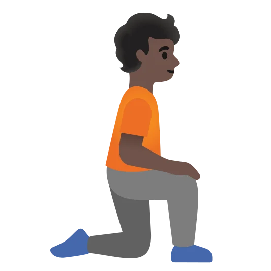 The person kneeling facing right: dark skin tone emoji.