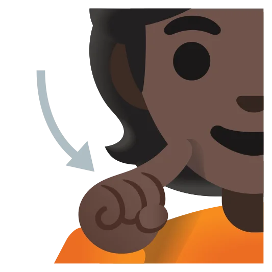 The deaf person: dark skin tone emoji.