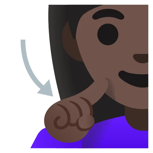 The deaf woman: dark skin tone emoji.