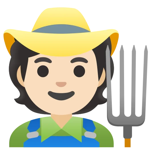 The farmer: light skin tone emoji.