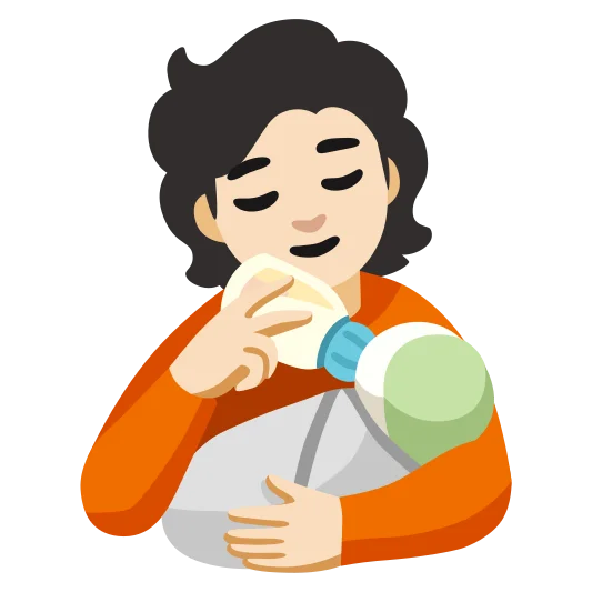 The person feeding baby: light skin tone emoji.