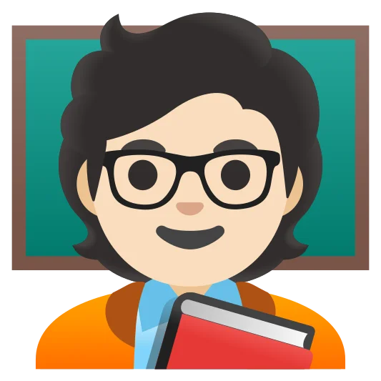 The teacher: light skin tone emoji.