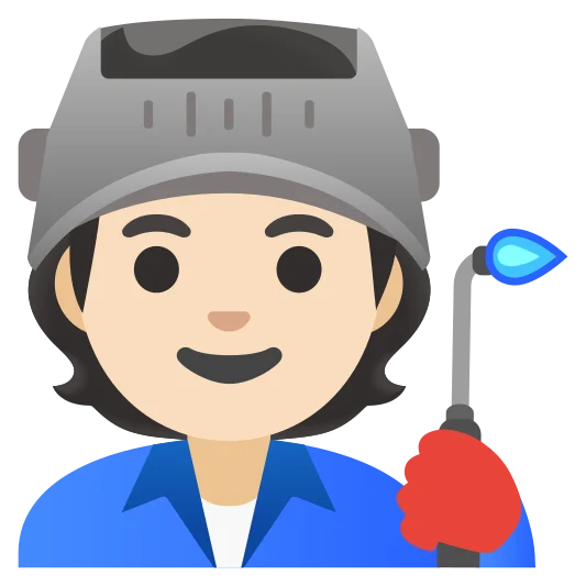 The factory worker: light skin tone emoji.