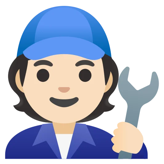 The mechanic: light skin tone emoji.