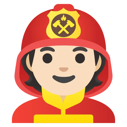 The firefighter: light skin tone emoji.