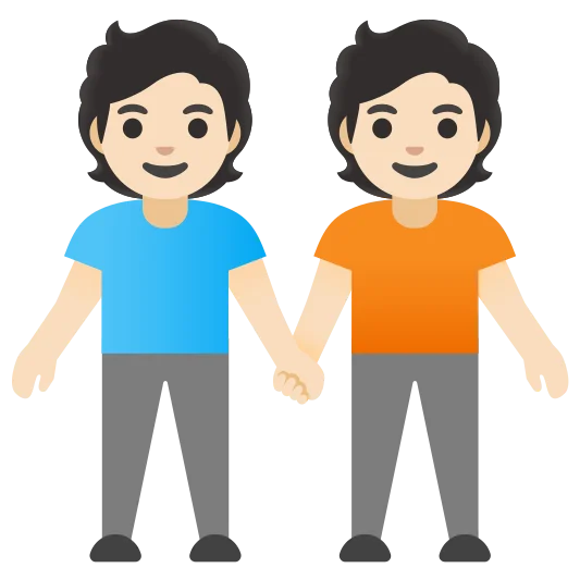The people holding hands: light skin tone, light skin tone emoji.