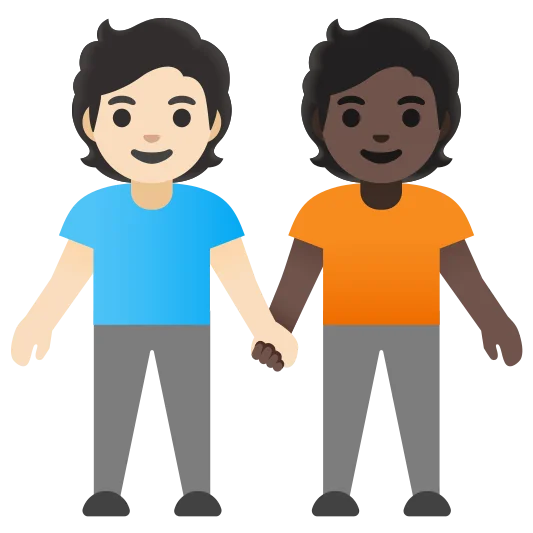 The people holding hands: light skin tone, dark skin tone emoji.