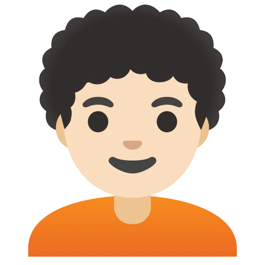 The person: curly hair: light skin tone emoji.