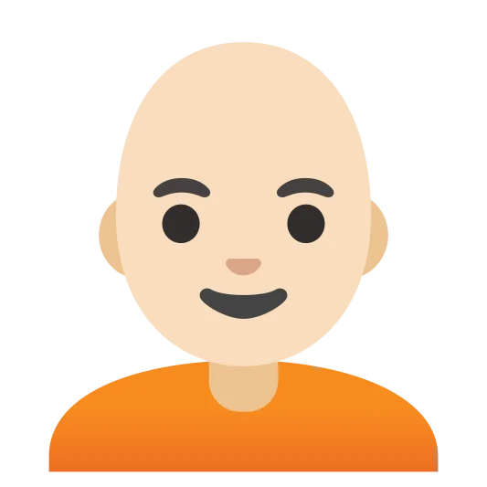 The person: bald: light skin tone emoji.