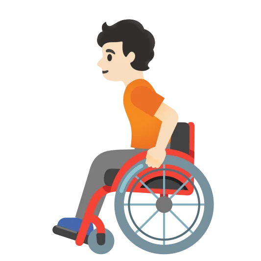 The person in manual wheelchair: light skin tone emoji.