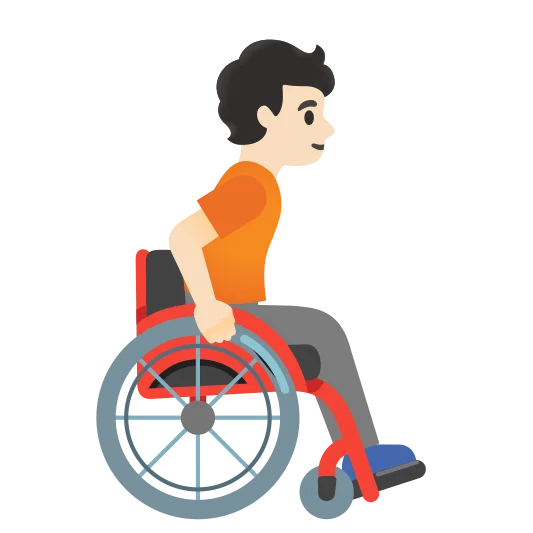 The person in manual wheelchair facing right: light skin tone emoji.