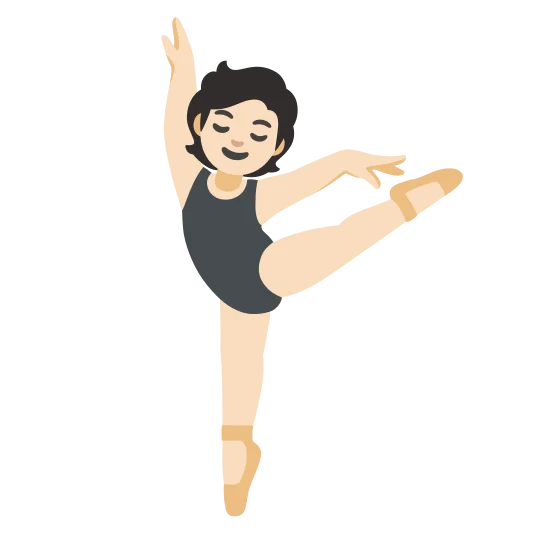 The ballet dancer: light skin tone emoji.