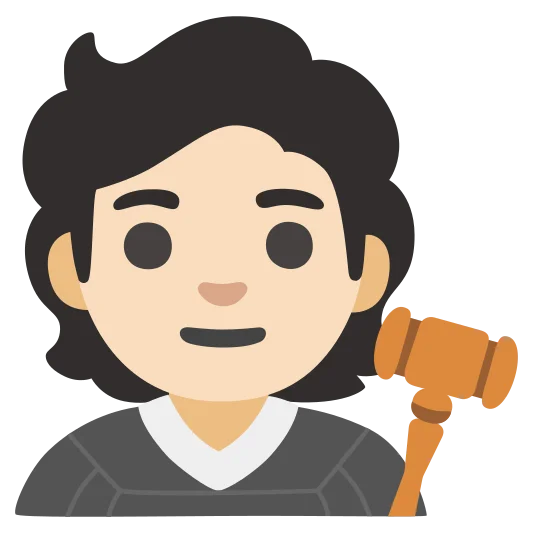 The judge: light skin tone emoji.