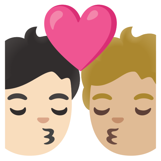 The kiss: person, person, light skin tone, medium-light skin tone emoji.
