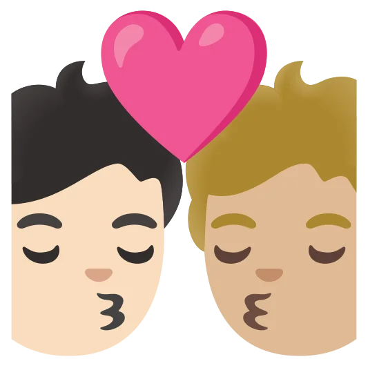 The kiss: person, person, light skin tone, medium-light skin tone emoji.