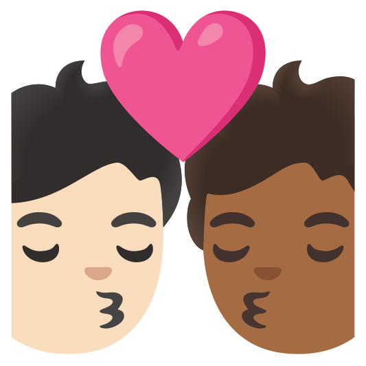 The kiss: person, person, light skin tone, medium-dark skin tone emoji.