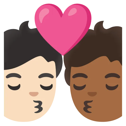 The kiss: person, person, light skin tone, medium-dark skin tone emoji.