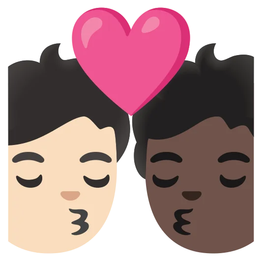 The kiss: person, person, light skin tone, dark skin tone emoji.