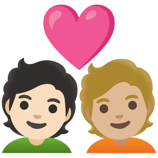 The couple with heart: person, person, light skin tone, medium-light skin tone emoji.