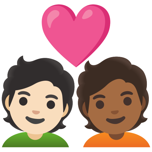 The couple with heart: person, person, light skin tone, medium-dark skin tone emoji.
