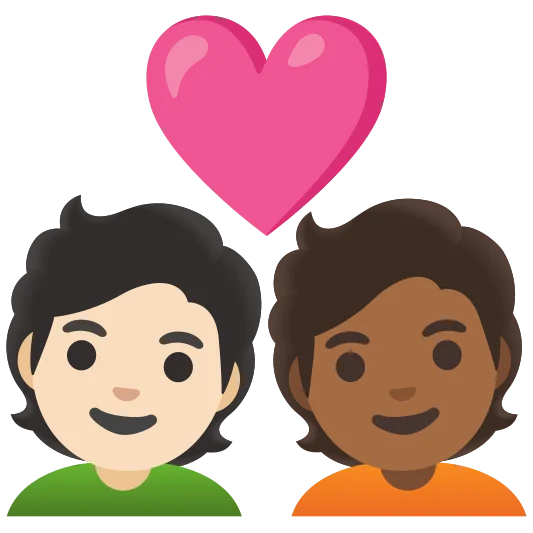 The couple with heart: person, person, light skin tone, medium-dark skin tone emoji.