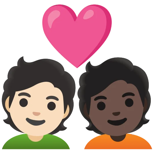 The couple with heart: person, person, light skin tone, dark skin tone emoji.