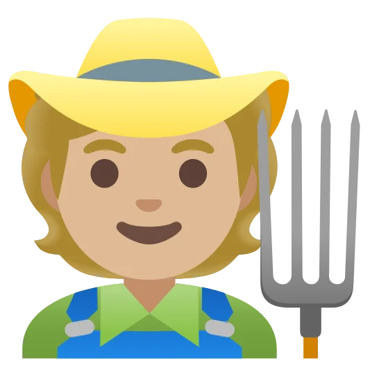 The farmer: medium-light skin tone emoji.