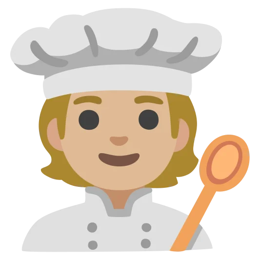 The cook: medium-light skin tone emoji.