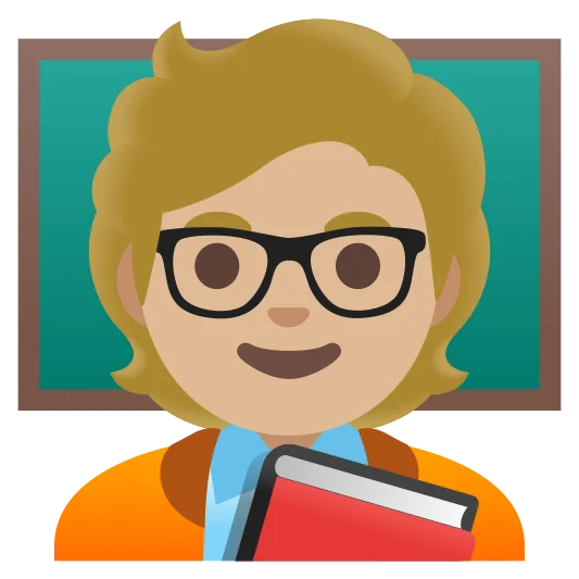 The teacher: medium-light skin tone emoji.