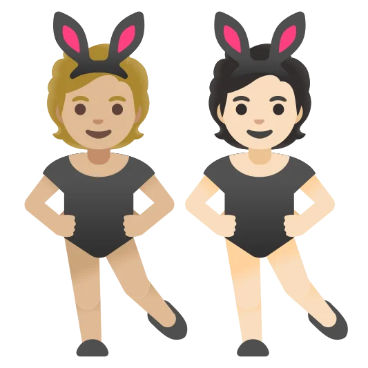 The people with bunny ears: medium-light skin tone, light skin tone emoji.