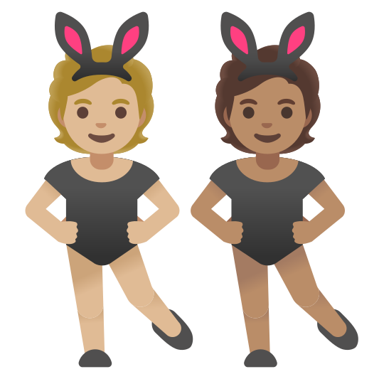 The people with bunny ears: medium-light skin tone, medium skin tone emoji.