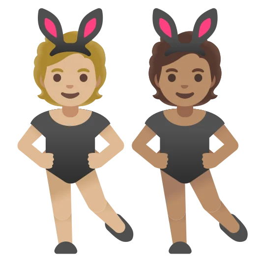 The people with bunny ears: medium-light skin tone, medium skin tone emoji.