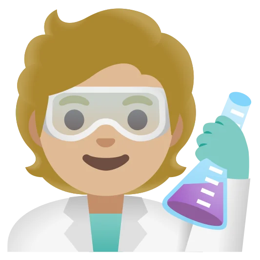 The scientist: medium-light skin tone emoji.